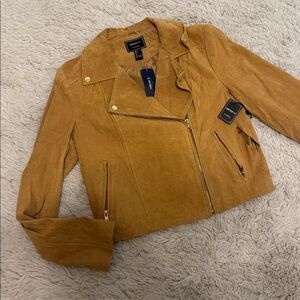 Forever 21 Genuine Leather Suede Asymmetrical Moto Jacket